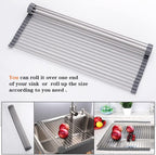 Ahyuan Roll up Dish Drying Rack Over The Sink Kitchen Roll up Sink Drying Rack Portable Dish Drainer Foldable Dish Drying Rack (Warm Gray, 20.5''X16.9'')