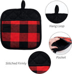 Joyhalo 4 Pack Pot Holders for Kitchen,Cotton Oven Holder with Great Heat Resistance,Non Slip Hot Pads for Kitchen Clearance,Black and Red