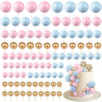 108 Pcs Balls Cake Topper DIY Cupcake Insert Foam Balloons for Cake Baking Wedding Anniversary Birthday Decoration(Pink, Blue, Gold,Multi Sizes)