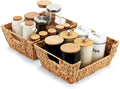 Water Hyacinth Wicker Basket 2 Pack With Handles - Pantry Storage and Organization, Handmade Large Natural Baskets for Organizing