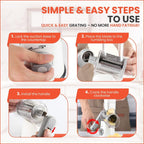 Rotary Cheese Grater Hand Crank with handle - Upgraded strong suction, changeable blades, handheld kitchen aid 3-in-1 Cheese Shredder. Kitchen Rotary Grater Slicer for Fruit, Vegetables, Nuts