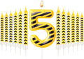 13 Pcs Construction Themed Birthday Candles Set Yellow and Black Number 5 Candle Cake Topper for Construction Party Decoration Supplies (Number 5)