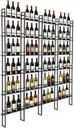 Wine Racks Wall Mounted, 6-Tier Wine Storage Holder, Black Industrial Bar Liquor Bottle Display Shelf, for Home Bar, Kitchen, Dining Rooms, & Wine Cellars (Black, 4 Column)