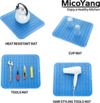 Silicone Dish Drying Mat for Multiple Usage,Easy clean,Eco-friendly,Heat-resistant Silicone Mat for Kitchen Counter or Sink,Refrigerator or Drawer Liner Lichen BlueL 2XL 24 inches x 18 inches