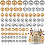 108 Pcs Balls Cake Topper DIY Cupcake Insert Foam Balloons for Cake Baking Wedding Anniversary Birthday Decoration(Gold, Silver,Multi Sizes)