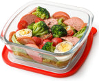 NUTRIUPS 7 x 7 Square Glass Baking Dish with Lid, Small Tempered Glass Pan for One Serving, Food Bakeware for Oven (Clear, 1.0L)