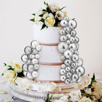 108 Pcs Balls Cake Topper DIY Cupcake Insert Foam Balloons for Cake Baking Wedding Anniversary Birthday Decoration(Silver,Multi Sizes)