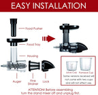 Masticating Juicer Attachment for KitchenAid All Models Stand Mixers, Masticating Juicer, Slow Juicer Attachment for KitchenAid All Models Stand Mixers, Black(Machine/Mixer Not Included)