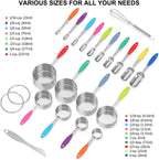 Measuring Cups and Spoons - Wildone Stainless Steel 20 Piece Stackable Set, Includes 8 Measuring Cups, 10 Measuring Spoons, 1 Leveler & 1 Whisk, for Dry and Liquid Ingredient