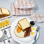 Egg Holder Camping, Egg Holder for Fridge, Egg Organizer for Refrigerator, Portable Egg Tray with Lid, Stackable Egg Storage with Safety Buckle, 15 Grid Egg Container, Clear White