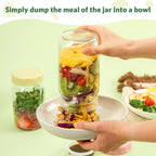 SOLIGT 4 Pack Glass Salad Jars with Lids Meal Prep, Leakproof Container for Lunch, with Wet/Dry Separation Cups, 32oz Mason Jars (Pink/Orange/Sky Blue/Olive Green)
