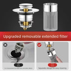 Bathroom Sink Stopper, pop-up Sink Drain Strainer, with Detachable Stainless Steel Sink Strainer Hair Catcher, Suitable for Bathroom Sink Replacement.