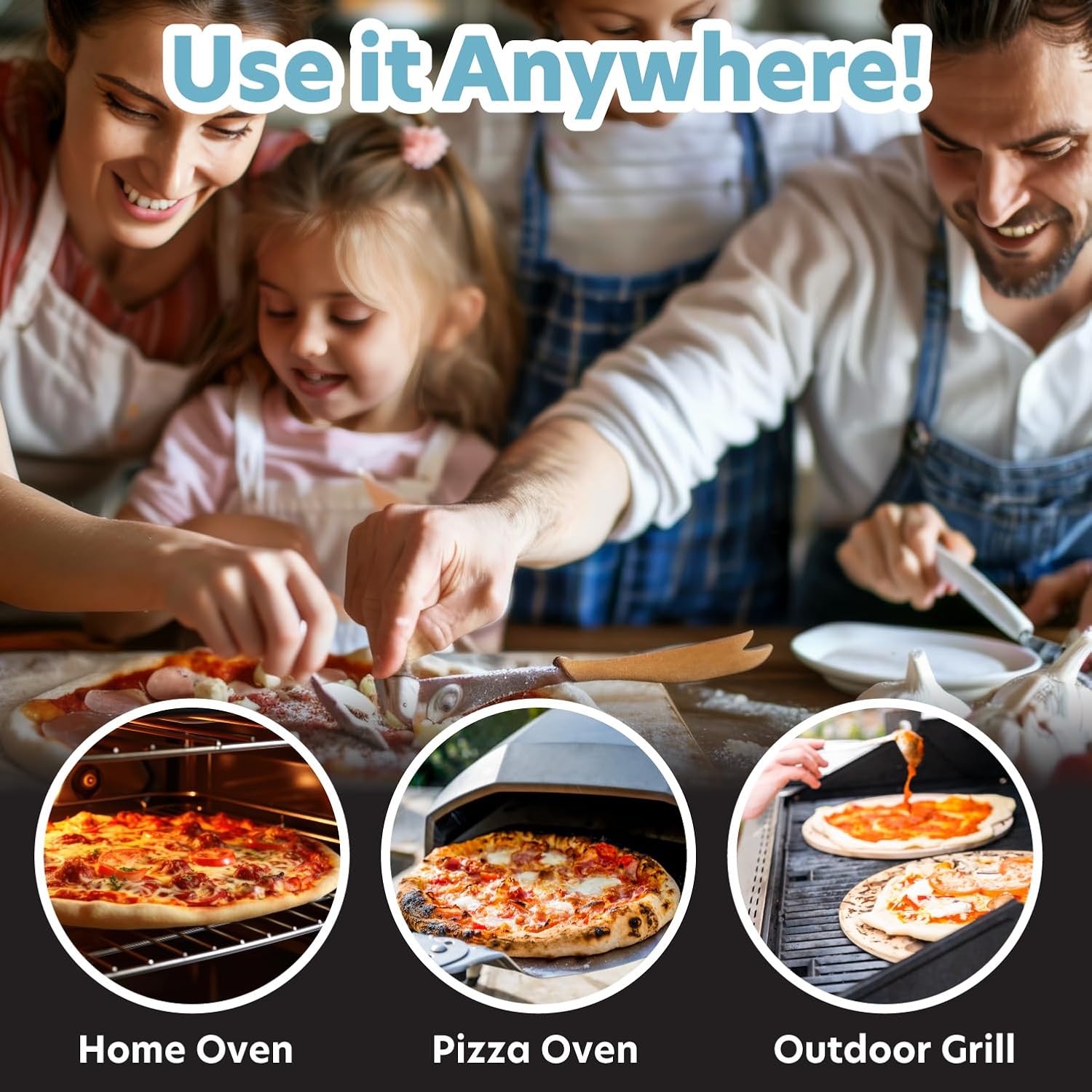 Pizza Stone for Oven, Grill, BBQ - Round 5/8 Inch Extra Thick Baking Stone w/Safe & Even Heating - XL 16.5" Pan for Crispy Crust, Made of Heavy Duty Cordierite can Withstand 550+ Degrees Fahrenheit