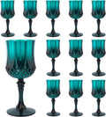 Plastic Wine Glasses，Plastic Goblets Vintage Style Cordial Drinking Glasses for Wedding Reception, Grand Event Party Supplies (12, Green)