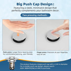 Hibbent 2 Pack Upgraded 3 in 1 Bathroom Sink Drain Strainer, Pop Up Sink Stopper with Big Push Cap, Anti-Clogging Metal Filter Basket,Sink Plug with Hair Catcher for 1.1''~2.36'' Basin, Chrome
