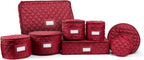 Covermates Keepsakes - Dish Storage Set - Padded Protection - ID Window - Stain Resistant - Machine Washable - China Storage, Red
