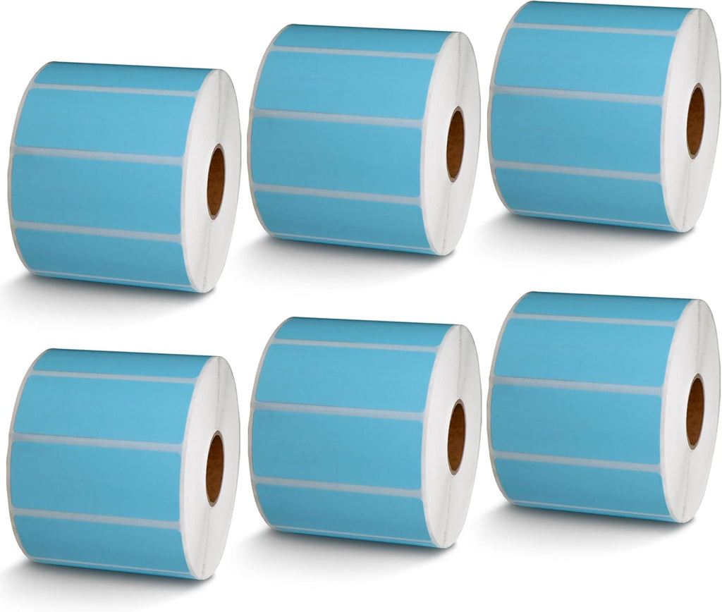 BETCKEY - 2.5" x 1" Multipurpose & Barcode Labels Compatible with Zebra & Rollo Label Printer,Premium Adhesive & Perforated[Light Blue, 6 Rolls, 8280 Labels]