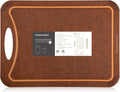 Cutting Board with Non-Slip Feet and Juice Groove for Kitchen, Wood Fiber Composite, 17.3-Inch by 12.8-Inch, Brown