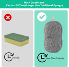 Upgrated Dual-Sided Sponges Kitchen, 6 Pack Microfiber Non Scratch Dish Scrub Sponge, All Purpose Dish Washing Scrubber for Cleaning Dishes, Kitchen, Pots, Pans, Sink & Household