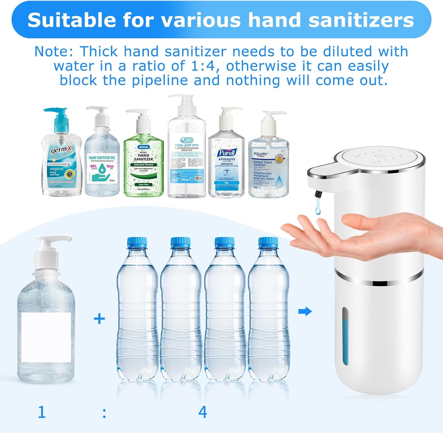 2 Pack Automatic Soap Dispenser,Automatic Liquid Soap Dispenser Touchless,12.8oz/380ml USB Rechargeabled Wall Mounted Smart Soap Dispensers for Bathroom Kitchen Dish Soap