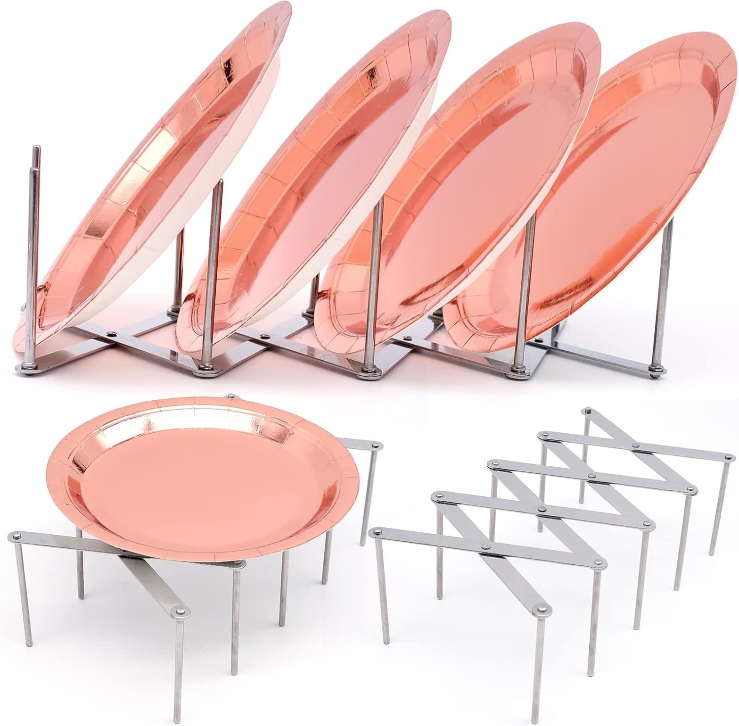 2 Pack Dish Plate Drying Rack, Retractable Dish Drying Rack, Multi-Functional Plates Cup Bowl Pot Pan Lid Storage Holder Organizer for Kitchen Counter Cabinet Drawer