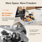 Coffee Pod Bar Station Wooden 14" X 10" X 4" Organizer Box for Countertop, Counter Top Tea Espresso Cup Wood Storage Box, White