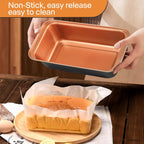 Baking Pans Set 6-Pieces, Non Stick Bakeware Set Stackable, with Cookie Sheet, Muffin, Round/Square Cake Pan, Loaf Pan, Rack, Oven Mitt for Home Baker, Gold
