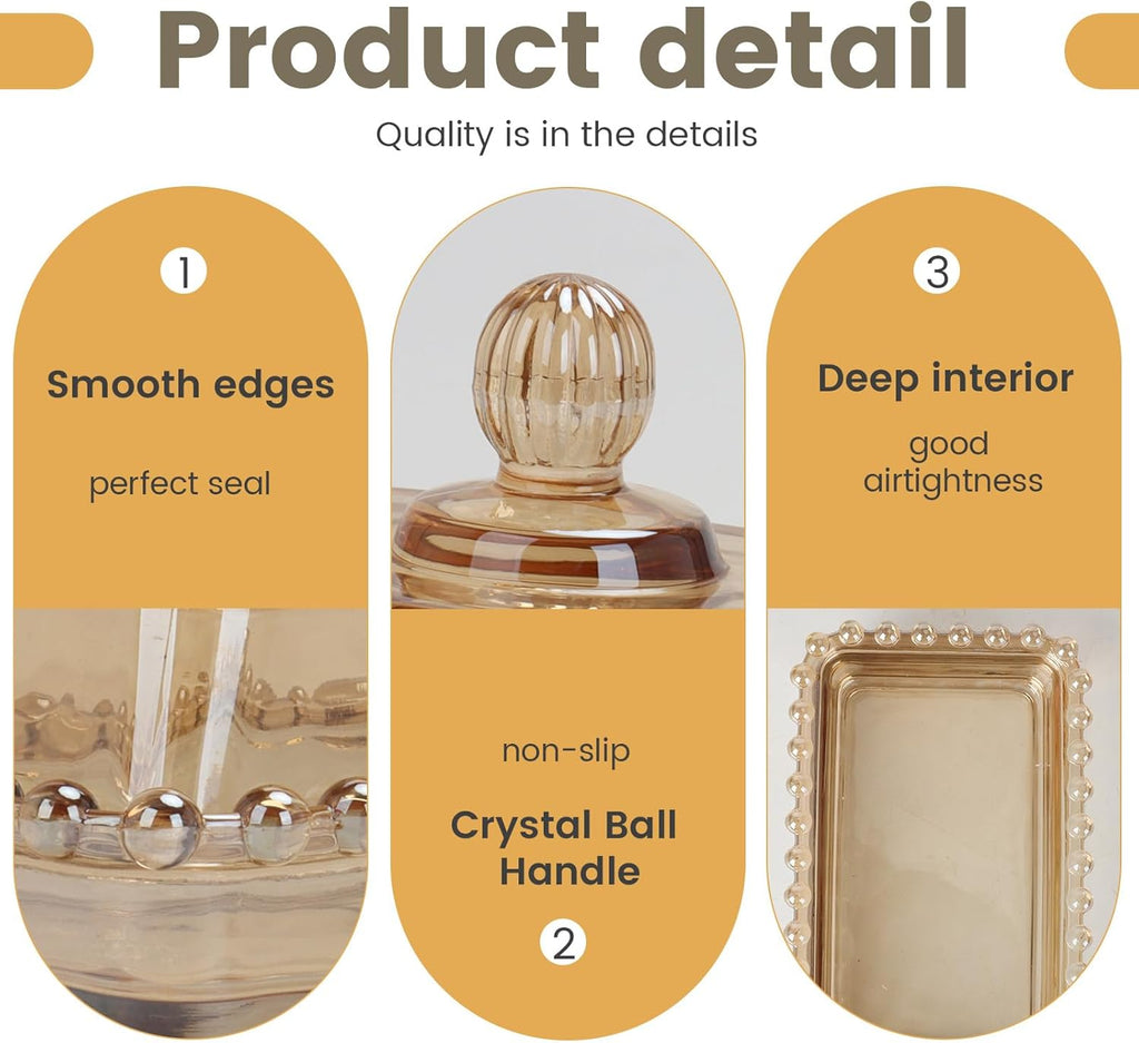 Glass Butter Dish with Lid for Countertop Amber Vintage Crystal Butter Holder for Counter,Covered Glass Butter Keeper on Counter Butter Tray for Refrigerator(Amber)
