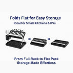 TrendTrove Foldable Dish Drying Rack – Stainless Steel Dish Rack for Kitchen Counter & Over Sink – Compact, Space-Saving Dish Drainer with Drip Tray, Utensil Holder & Plate Dividers (Black/Silver)