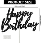 BEISHIDA Happy Birthday Cake Toppers Black Glitter Birthday Cake Decoration Cake Baking Supplies 18th 30th 40th Birthday Cake Toppers For Boys Girls Men Women Birthday Party Photo Booth Props