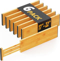 SpaceAid Bamboo Dresser Drawer Dividers 6 Pack, 4.65“ High Adjustable 17“-22” Drawer Organizers, Expandable Organization for Clothing, Clothes, Dressers, Natural
