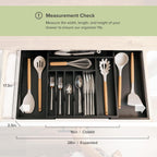 KitchenEdge Premium Silverware, Flatware and Utensil Organizer for Kitchen Drawers, Food-Safe Contract Grade, Expandable from 16 to 28 In, Black Bamboo
