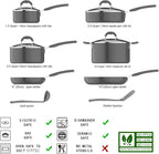 Amazon Basics Ceramic Non-Stick 12-Piece Cookware Set, Gray - Pots, Pans and Utensils