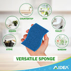 AIDEA Sponges Kitchen, Non-Scratch Scrub Sponge, 24Count, Sponges for Non-Stick Cookware, Kitchen Sponge for Dishes, Cleans Fast Without Scratching, Cleaning Power for Kitchen, Bathroom, Household