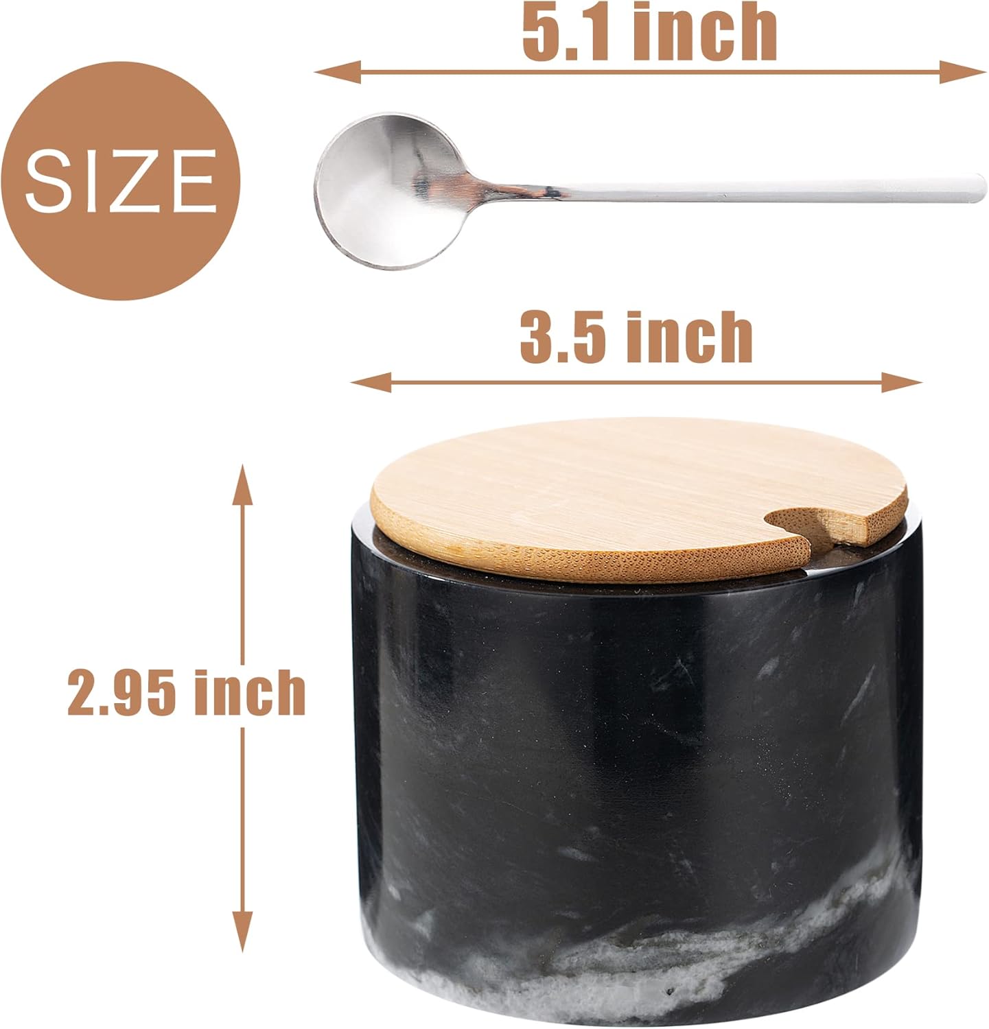 Marble Salt Cellar Set, 2 PCS 11oz Salt and Pepper bowls, Handcrafted from Natural Marble Gift for Mothers Day(White & Black Set)