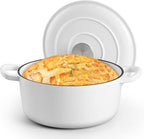 Small 3 Quart Dutch Oven, HaSteeL Round Cast Iron Cooking Pot with Lid, Nonstick Enameled Cookware for Sourdough Bread Baking Roasting Stewing Braising Frying, Heavy Duty & Oven Safe 500℉, White