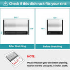 JASIWAY Roll Up Dish Drying Rack, Expandable (12.8"-23.8" D x 12.8" W) Stainless Steel Portable Over The Sink Dish Drainer for Kitchen Sink Counter, Foldable Sink Cover with Removable Utensil Holder