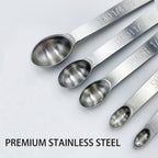Stainless Steel Mini Measuring Spoons Set of 5 – Precise Teaspoon Measuring Tools 1/64, 1/32, 1/16, 1/8, 1/4 Tsp – Small Spice Measuring Spoons with Silicone Grip Handles & Storage Ring