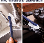 Dish Brush with Handle, 2 Pack Dish Scrub Brush with Built-in Scraper and 2 Pack Grout Brush, Kitchen Brushes for Dishes,Pots, Pans and Sinks