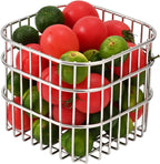 304 Stainless Steel Wire Mesh Fruit Basket Colander, 1.2L Countertop Storage Organizer for Fruits, Vegetables, Snacks.4.33 x 4.33 x 3.94 in (11cm,Rounded Square)
