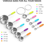TILUCK Measuring Cups and Spoons Set, Stainless Steel, Kitchen Utensils for Cooking and Baking (10, Colorful)