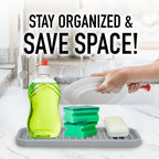 Zulay Kitchen (9x3.5) Silicone Sponge Holder for Kitchen Sink - Flexible Multipurpose Soap Tray - Sink Organizer for Kitchen, Bathroom, Makeup, Trinkets & More (Grey)