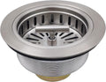 3-1/2 Inch Brushed Nickel Sink Strainers for Kitchen Sink, Stainless Steel Kitchen Sink Drain Strainer Assembly with Strainer Basket And Drain Stopper, US Standard Kitchen Sink Drain Replacement