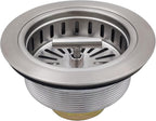 3-1/2 Inch Brushed Nickel Sink Strainers for Kitchen Sink, Stainless Steel Kitchen Sink Drain Strainer Assembly with Strainer Basket And Drain Stopper, US Standard Kitchen Sink Drain Replacement