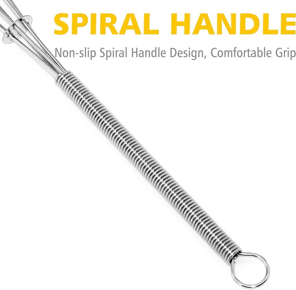 Anaeat Mini Wire Whisks, Set of 2 Portable Stainless Steel Kitchen Tiny Whisk & Egg Beater with Thick Wire - Sturdy Small Mixing Balloon for Cooking, Blending, Whiping, Beating and Stirring (5" + 7")