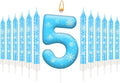 13PCS White and Blue Frozen Themed Party Birthday Candles Set - Blue Number Candles Snowflake Themed Decorations, Girls Party Supplies(Number 5)