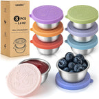 8 Pack - 1.6 Oz Small Salad Dressing Containers To Go, Leakproof Condiment Containers with Lids Reusable Stainless Steel Sauce Cups for Lunch Boxes Kitchen Storage Picnics Travel Meal Prep