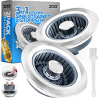 zaa Kitchen Sink Drain Strainer - Kitchen Sink Stopper, Stainless Steel Kitchen Drain Plug & Cover with Anti-Clogging Basket Strainer, Fit US Standard 3-1/2'' Sink Drain Hole, Silver