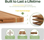 Bamboo Cutting Board, Durable Wood Cutting Boards for Kitchen with Deep Juice Grooves & Built-in Handles, Ideal Charcuterie & Chopping for Meat, Vegetables and Fruits Ideal Kitchen Gifts