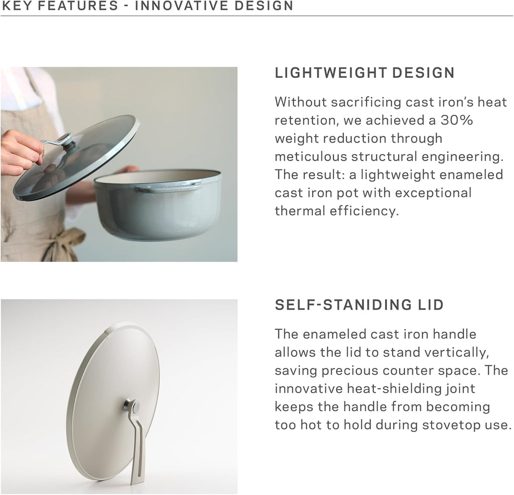 Vermicular Oven Pot 2.0 | Lightweight Enameled Cast Iron Pot | 26cm (5.9 Qt) | Non-Toxic | Induction-compatible | Dutch Oven | Made in Japan | Matte Black